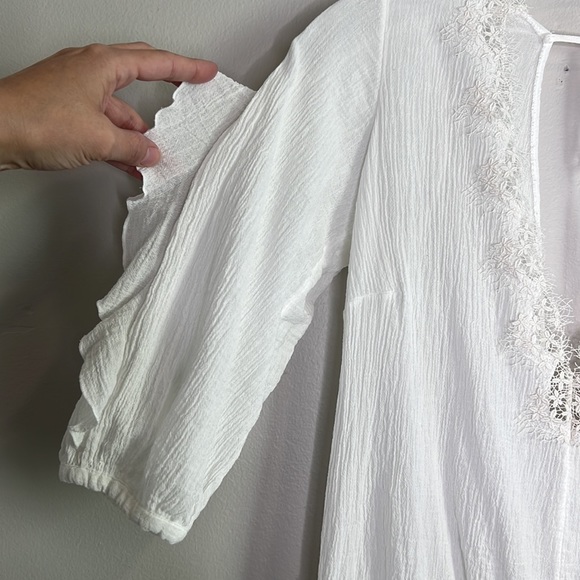 VICTORIA'S SECRET Boho Beach Pool Cover Up One Piece White Romper size Medium - Picture 4 of 13